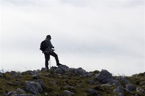 Hiker on mountain stock photo. Image of summit, national - 109233382