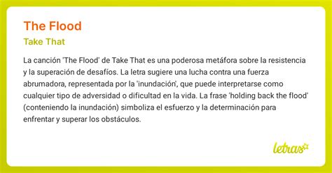 Significado de la canción THE FLOOD (Take That) - LETRAS.COM