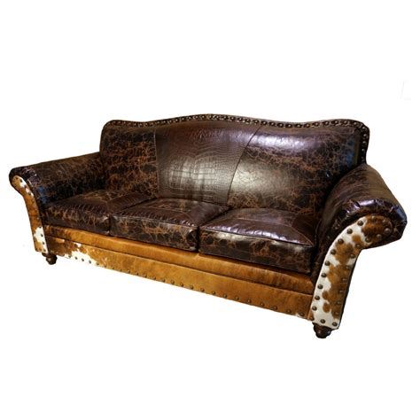 Cabin Fever 3 Cushion Western Cowhide Sofa – Great Blue Heron Furniture