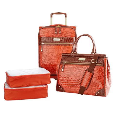 (HSN) Samantha Brown Croco Embossed Luggage 4-piece Set – TVShoppingQueens