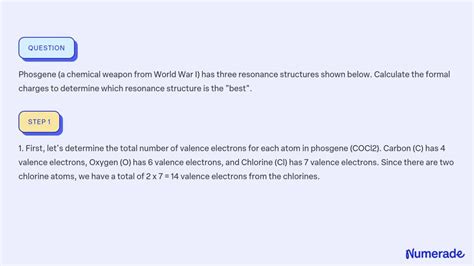 SOLVED: Phosgene (a chemical weapon from World War I) has three ...