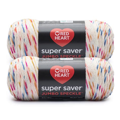 Red Heart® Super Saver® Jumbo Speckle #4 Medium Acrylic Yarn, White Speckle 10oz/283g, 482 Yards ...