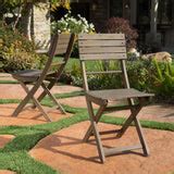 Outdoor Grey Finish Acacia Wood Foldable Dining Chairs (Set of 2) - NH – Noble House Furniture