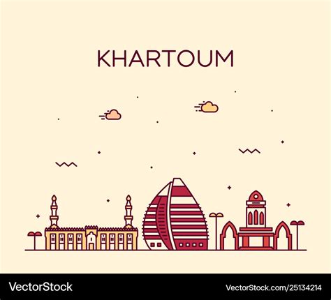 Khartoum skyline sudan big city line style Vector Image