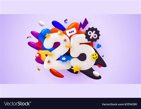 25 percent off discount creative composition 3d Vector Image