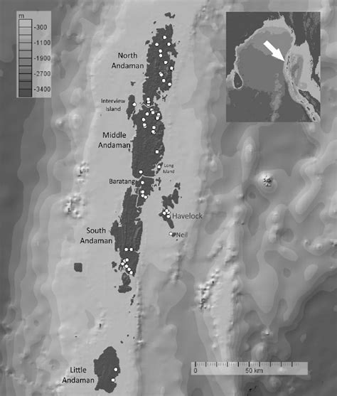 Sampling map of the Andaman day gecko (Phelsuma andamanensis) on the... | Download Scientific ...