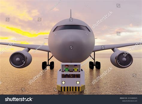 3d Illustration Pushback Tractor Tow Aircraft Stock Illustration ...