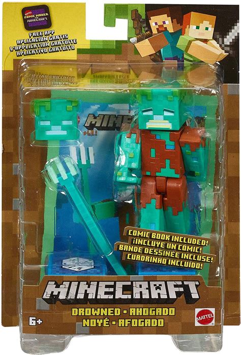 Minecraft Comic Maker Drowned 3.25 Action Figure Mattel Toys - ToyWiz