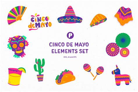 Bright Cinco De Mayo Element Set Design Templates - Peterdraw Studio