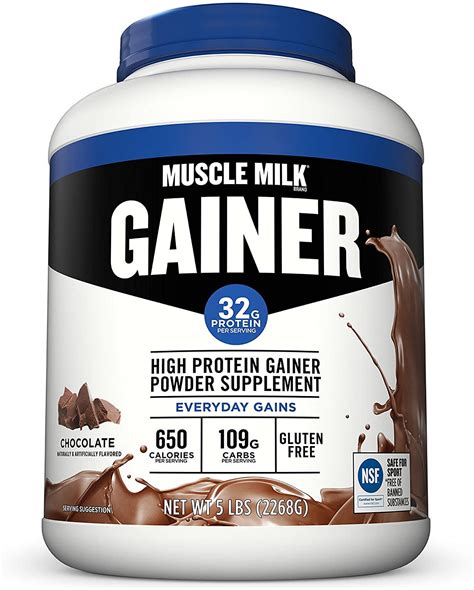 Muscle Milk Gainer Protein Powder, Chocolate, 32g Protein, 5 lbs ...