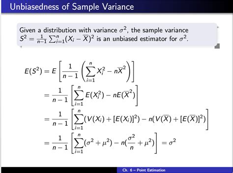 probability - Unbiasedness of Sample Variance (missing a step in the ...