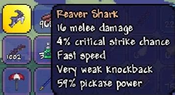 Found the reaver shark pickaxe today : r/Terraria