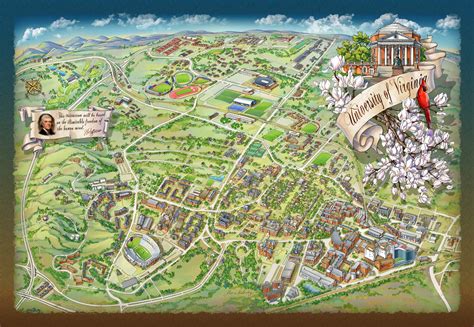 UVA Campus Illustrated Map - Illustrated Maps by Rabinky Art, LLC