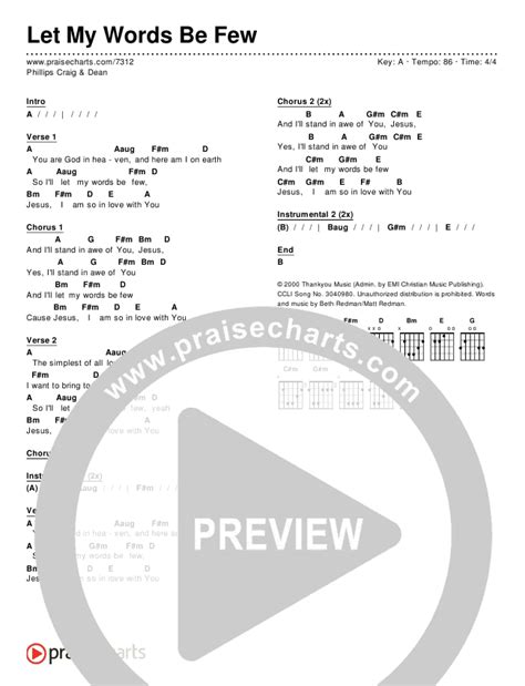 Let My Words Be Few Chords PDF (Phillips Craig & Dean) - PraiseCharts