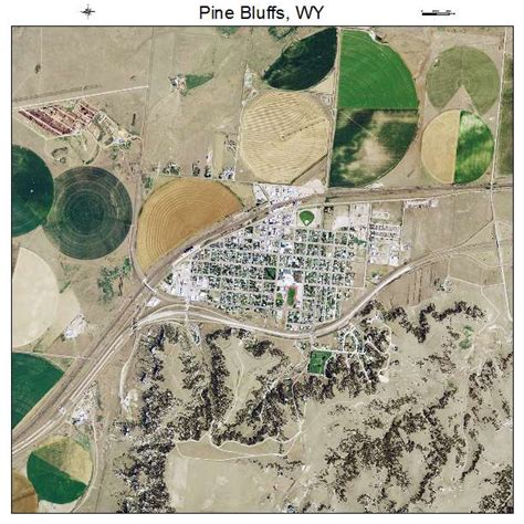 Aerial Photography Map of Pine Bluffs, WY Wyoming