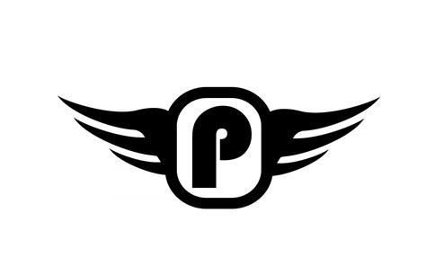 P alphabet letter logo for business and company with wings and black ...