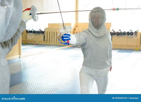 Portrait Woman in Fencing Lunge Stock Image - Image of competition ...