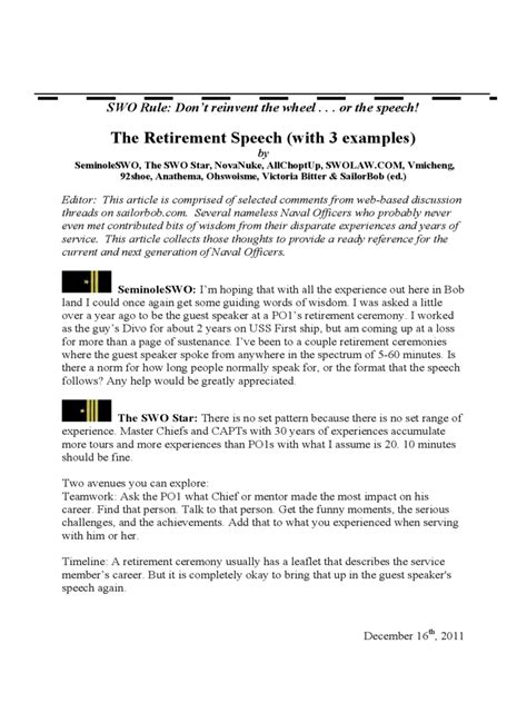 Retirement Speech Examples - 3 Free Templates in PDF, Word, Excel Download