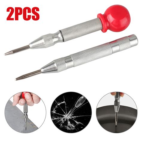 EEEKit 2Pcs High Speed Steel Automatic Center Punch Tool with Cushion ...