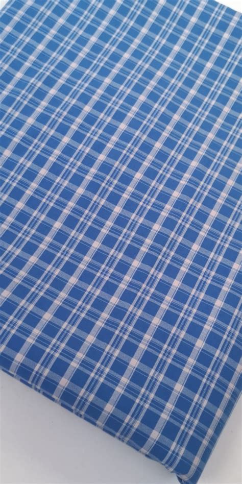 Woven / 100% Cotton / Shirt Fabric – Blue and White Block Pattern ...