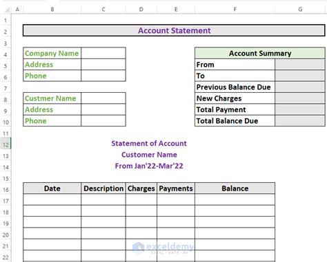 How to Create an Account Statement in Excel (with Easy Steps)