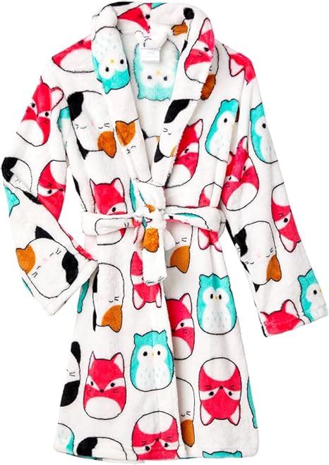 Amazon.com: Squishmallows Girls Bathrobe Very Soft Flannel Plush Kids Sleep Robe Pajamas ...