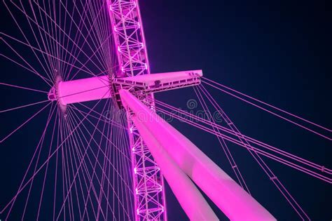 The London Eye Illuminated Pink Against a Deep Blue Night Sky Editorial Stock Image - Image of ...