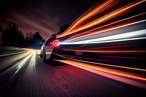 Premium Photo | Long exposure of a car driving at night with its headlights and taillights ...