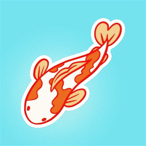 Download premium psd / image of Cute cartoon Koi carp fish sticker with a white border by Ning ...