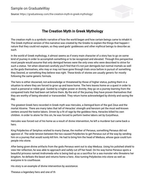 ⇉The Creation Myth in Greek Mythology Essay Example | GraduateWay