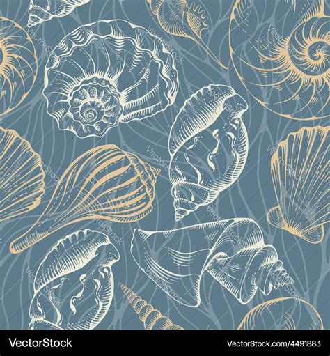 Shell seamless pattern Royalty Free Vector Image