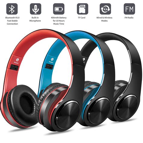 Bluetooth Headphones over Ear, Hi-Fi Stereo Wireless Foldable Headset with Soft Memory-Protein ...