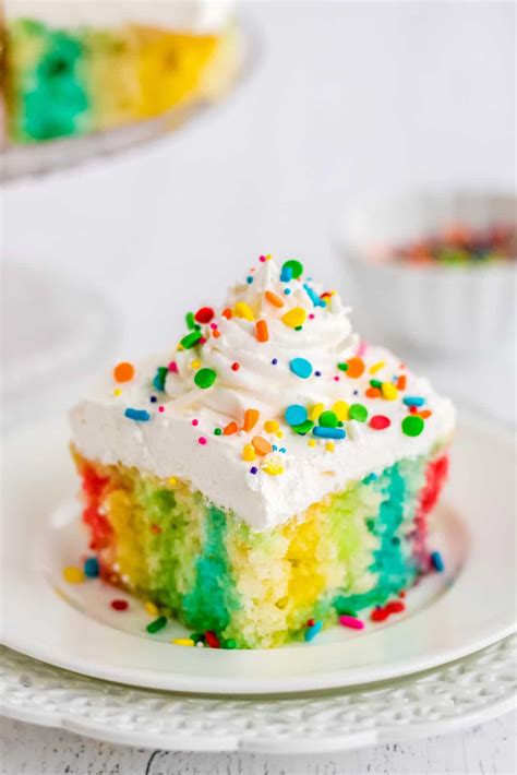 Rainbow Jello Poke Cake - Tornadough Alli