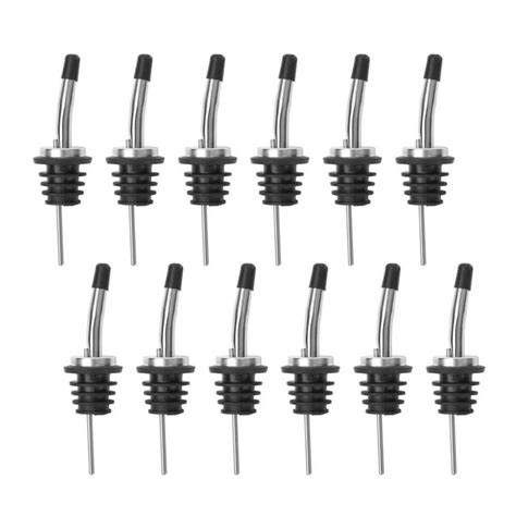 12 Pack Stainless Steel Liquor Pour Spouts Set with Rubber Dust Caps ...