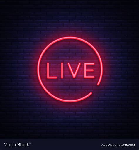 Live neon sign live stream design template Vector Image