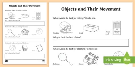 Objects And Their Movement Worksheet / Worksheet