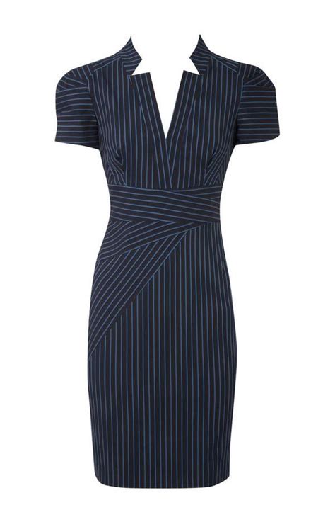 Karen Millen Tailored Pinstripe Dress Blue | Pinstripe dress, Clothes ...