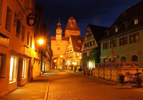 #844578 Rothenburg, Germany, Houses, Street, Night, Street lights - Rare Gallery HD Wallpapers