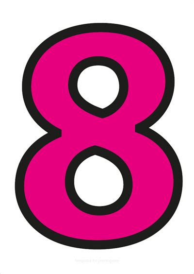 Pink numbers with black contours for printing - TEMPLATES-FOR-PRINTING