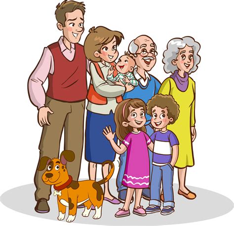 happy cute big family cartoon vector 23633395 Vector Art at Vecteezy