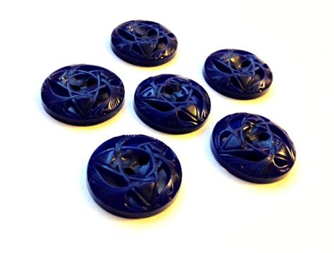 Vintage Button Lot dark navy blue buttons pierced buttons