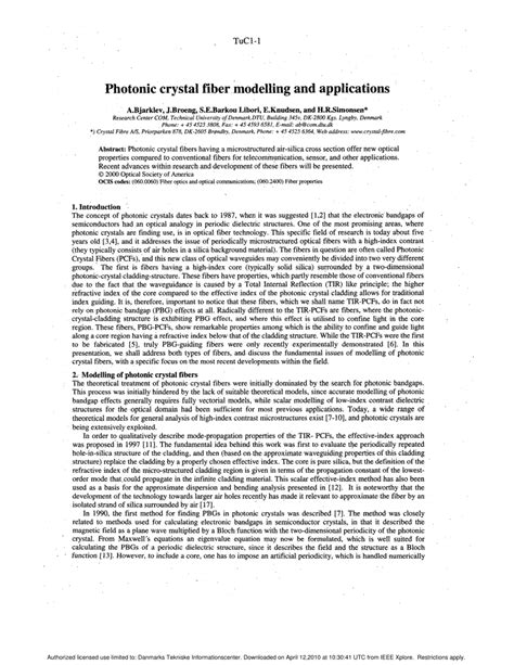 (PDF) Photonic crystal fiber modelling and applications