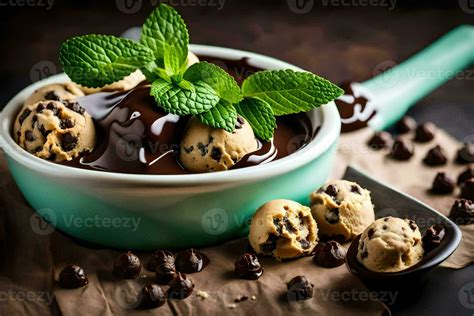 chocolate chip cookie dough ice cream. AI-Generated 34834797 Stock Photo at Vecteezy
