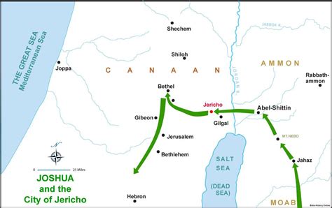 Map of Joshua's Journey Across the Jordan River