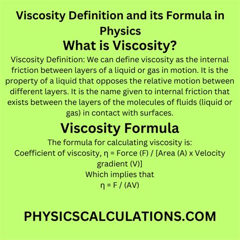 Viscosity Definition and its Formula in Physics