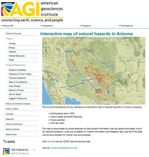 Arizona Geology: Arizona natural hazards viewer is AGI Map of the Day