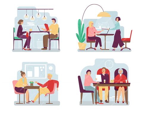 Premium Vector | People at job interview, different behavior cartoon ...