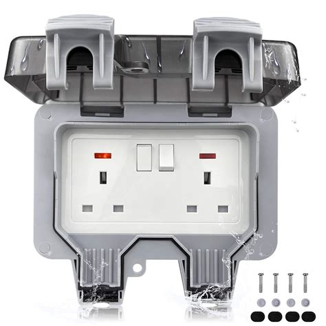 Buy Weatherproof Outdoor Sockets, Waterproof Double Socket Wall Electrical Outlets Box Switched ...