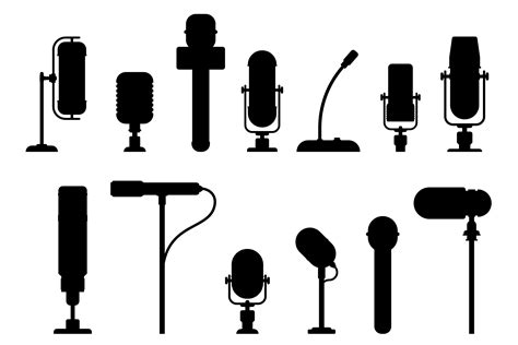 Set of Microphones Silhouette Graphic by Creativeclipcloud · Creative ...