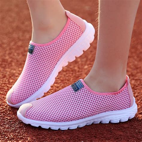 Women Walking Shoes Pink Outdoor Sport Gym Sneakers for Women Girl Superlight Gray Air Mesh 2019 ...